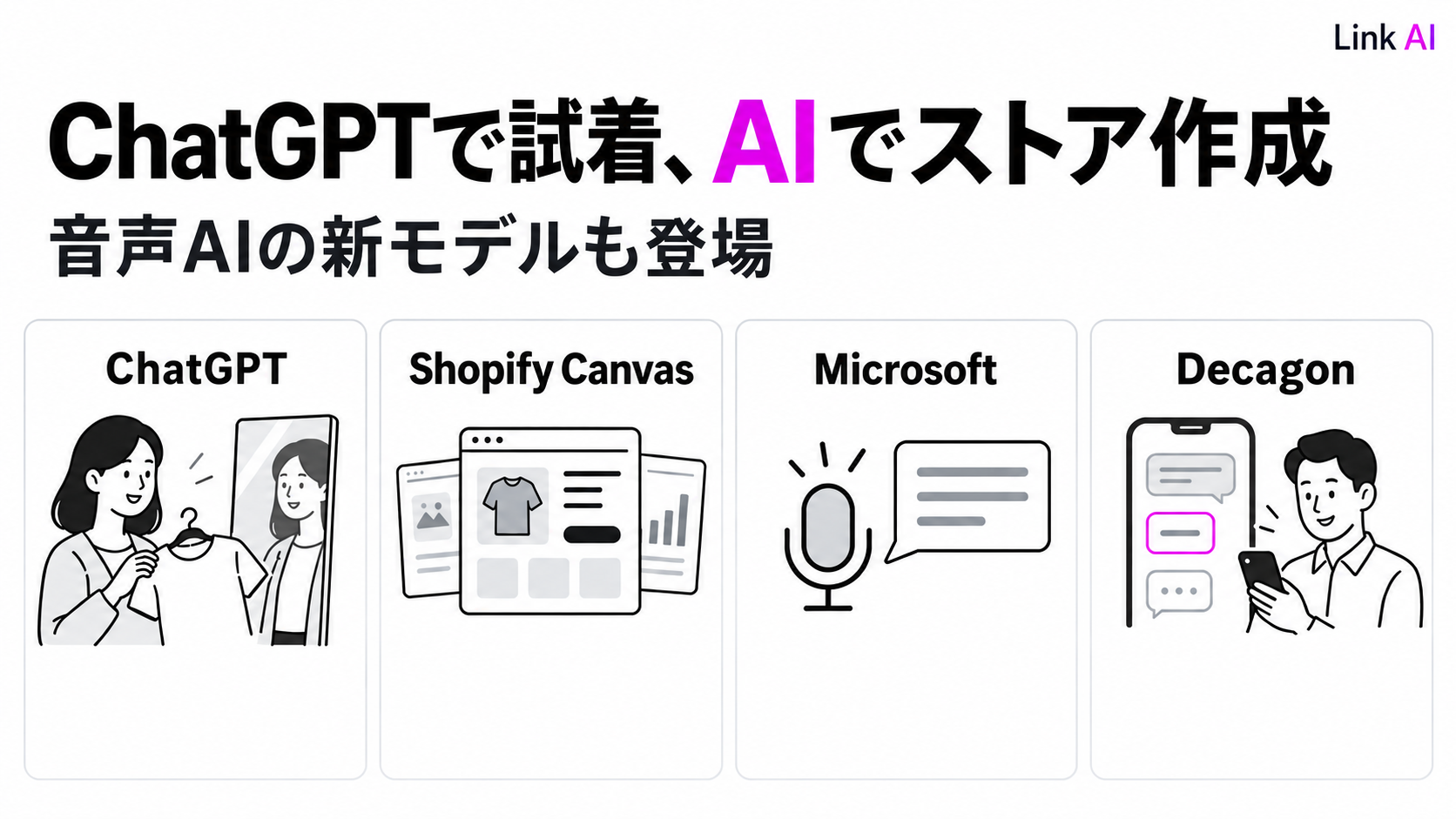 ChatGPTに仮想試着、ShopifyにCanvas。MicrosoftとDecagonの音声AIも更新