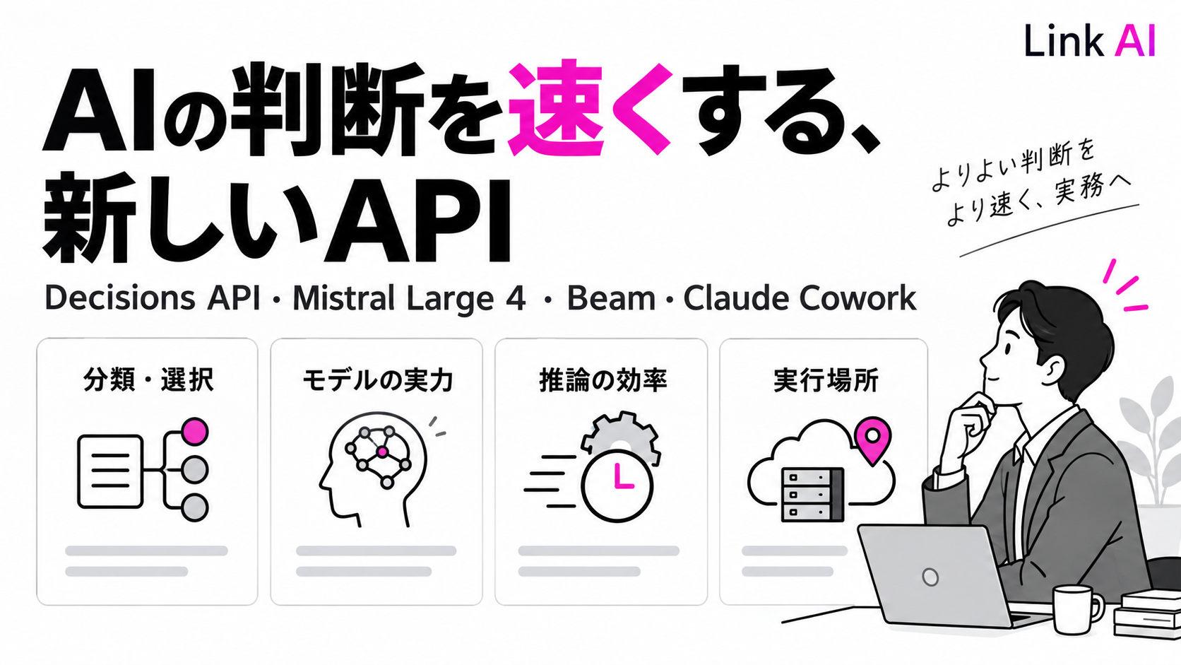 OpenAIのDecisions APIが公開ベータに。Mistral・Beamの性能とCoworkの変更も確認